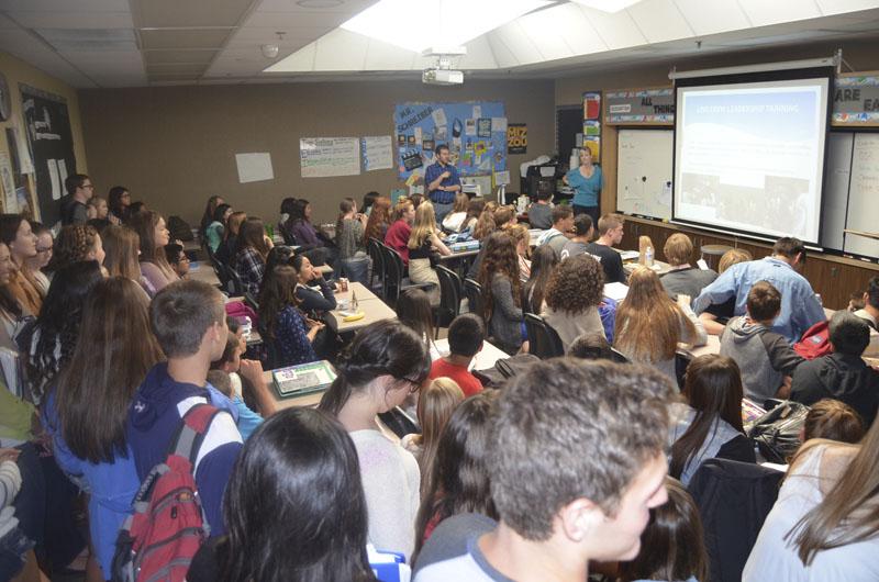 Students anxious to sign up for the popular Link Crew program gathered in Mr. Schriebers old classroom, D03, last spring for a chance to help the incoming Freshman class get oriented. Other advisers include Mrs. Stenga and Klingbeil.