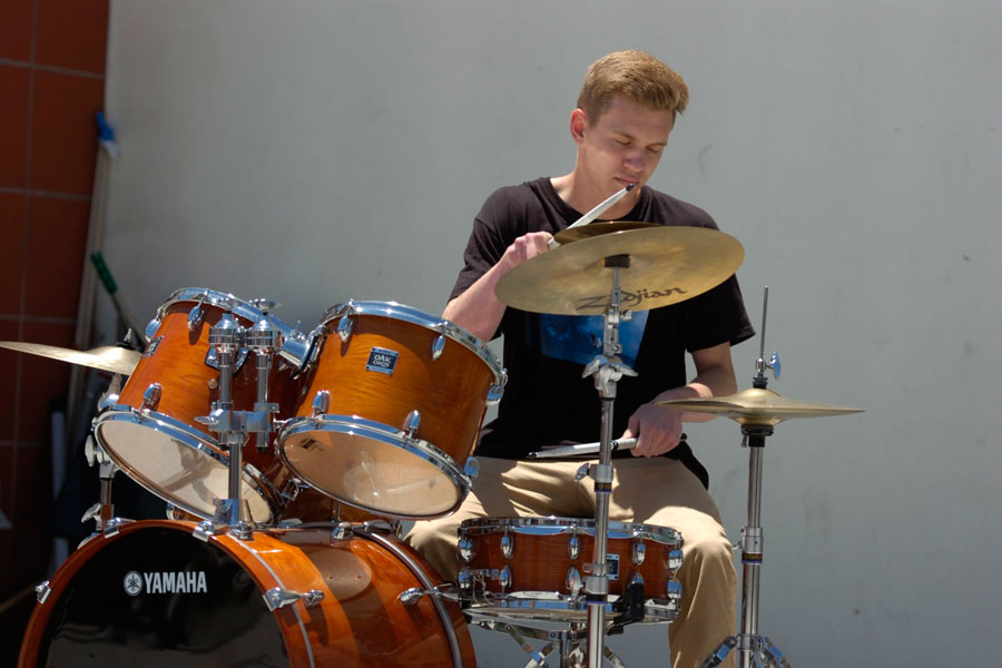 WEVE GOT THE BEAT: Tyler Wright rocks out on the drums and creates a melodious beat.  
