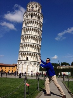Mr. Lynde poses in front of the Leaning Tower of Pisa. AP Art History students visited Rome over spring break.