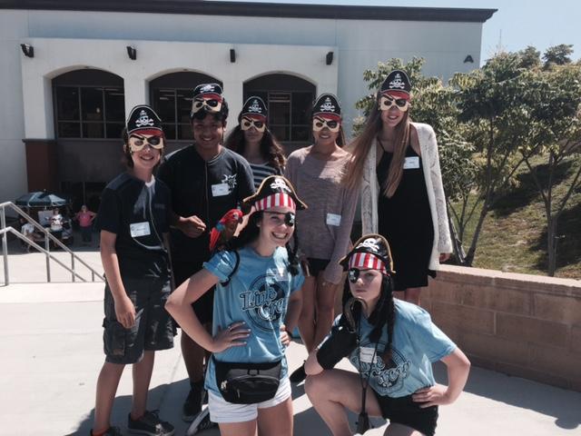 Samantha Eden (11) and Korrine Townson (12) dress up as pirates while showing  some of the new freshman around the campus. (Photo  courtesy of Korrine Townson)