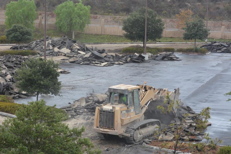 Construction in the parking lot near the C building started on Monday and is expected to be completed by next school year. A new building housing 24 classrooms will be added along with new parking spots.