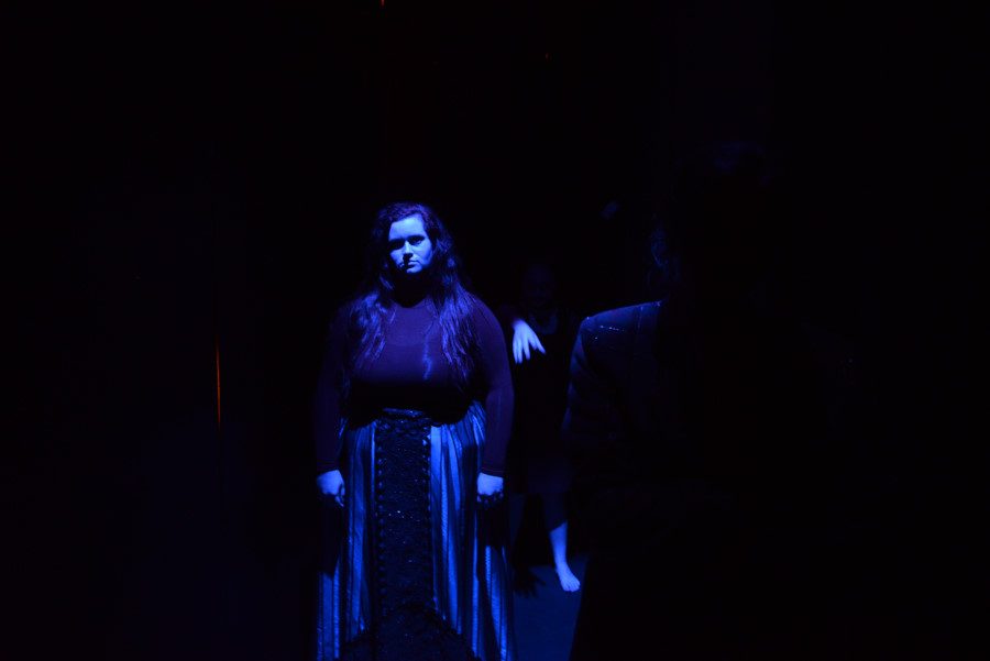 Madison Beidler (12) stands in the haunted maze hosted by the students of the drama department.  