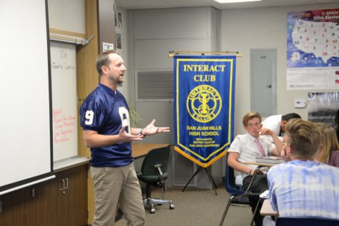 One AP US History teacher, Joseph Snedeker, lectures his class after a weekend full of chapter note-taking. Some students disagree with this workload and often feel they need to level down to regular US History in order to succeed.