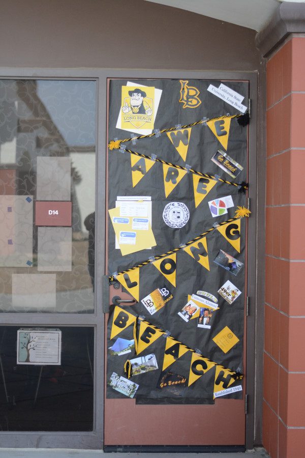  November 13th through November 18th is College Week, to recognize college education, AVID decorated several classroom doors with the colleges that teachers attended. Photo by Kaden Brown