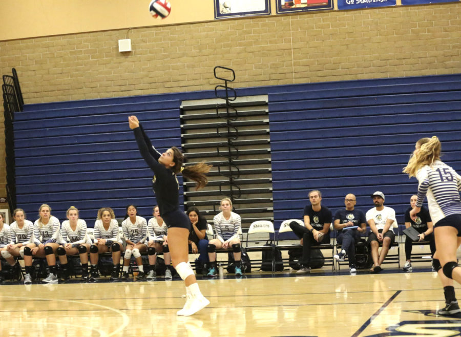 Gabby Bellizzi, committed to UC Berkeley, passes the ball to team mate, Katie Lukes, committed to USD. The Stallions are undefeated league champions for the third year.