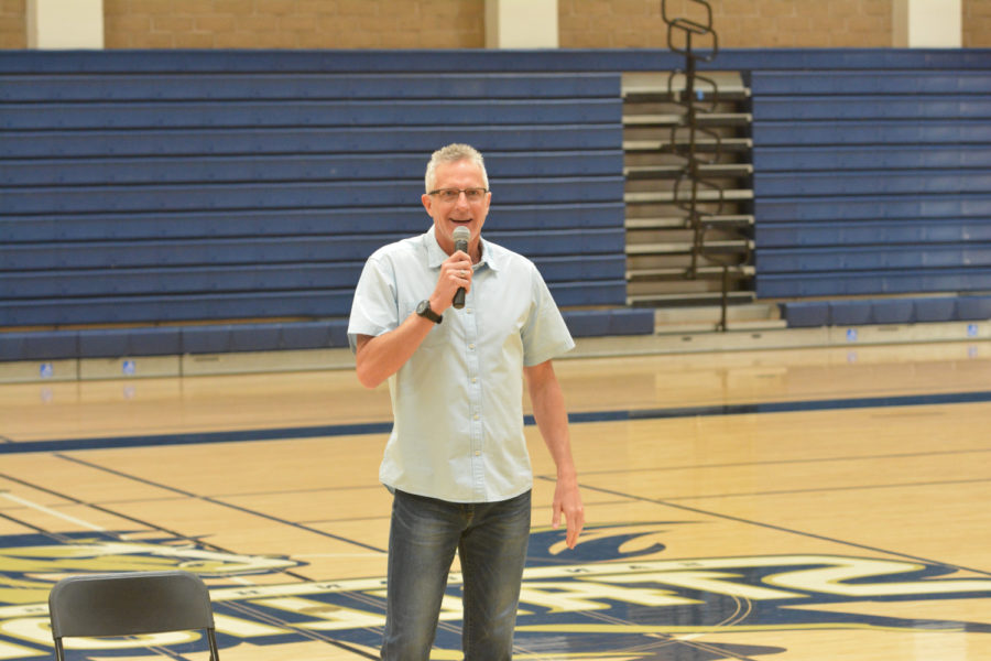 Guest speaker at SJHHS, Tyler Durman talks to students about the consequences that come with making harmful decisions and how it can detrimental to your health. He includes comedic remarks along with nostalgic anecdotes that capture the audience.