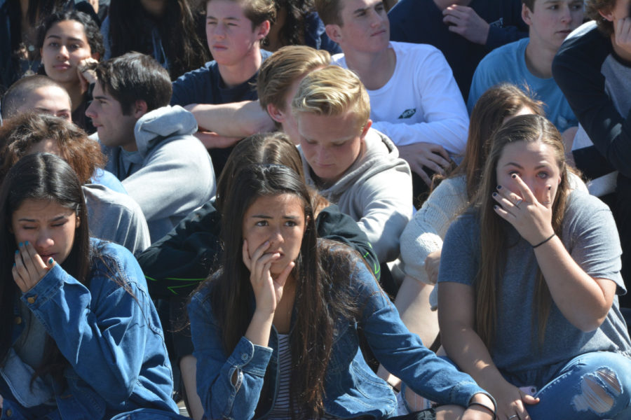 Siena Chacon (9), Sydney Segrell (9), Mathias Kristenson (11), and Kaleigh Santmyer (12) watch as their peers are involved in a devastating mock car crash revealing the harsh realities of drunk driving. Siena Chacon witnesses her sister, Sophia Chacon (12), be taken from the crash site in an ambulance to later die in the hospital.