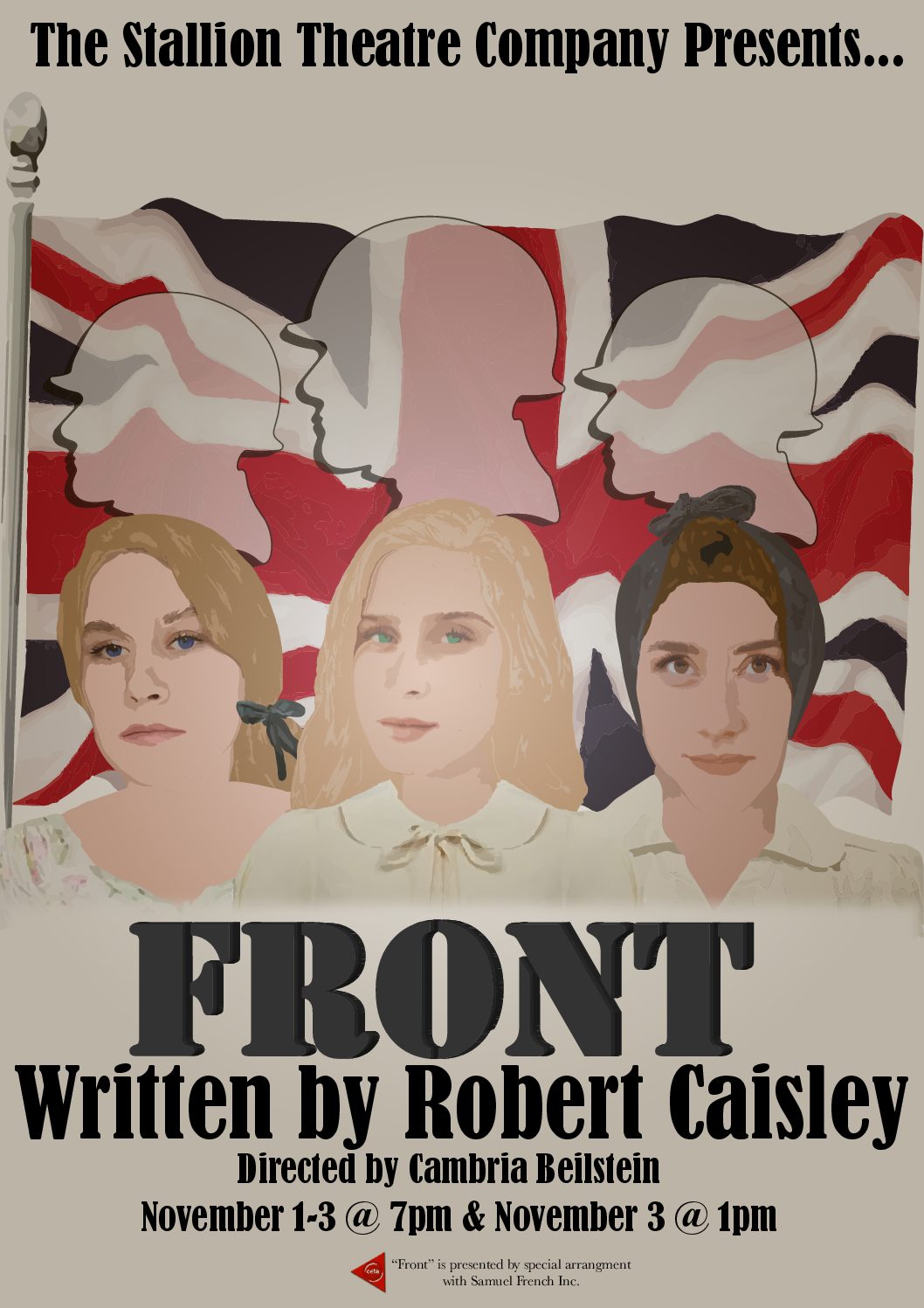 Posters like this one, designed by show's publicity team, will be spread around campus.