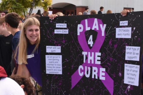 Macey Leonard and Jade Hernandez, presidents of the Play 4 the Cure club, aim to raise money and awareness for cancer research. Their club meets in room E06 on the second Tuesday of every month.