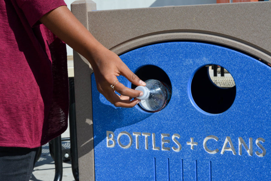 Even though students are encouraged to recycle their water bottles and cans, since China is no longer accepting plastic from the West, the better option is to start using a mental, reusable bottle to store your water. The plastic is sent to a landfill anyway, so there is no profit when one recycles a used bottle. 