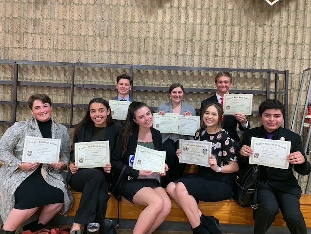 Out of 20 attendees, 8 SJHHS students won awards. Top row (from left to right): Jaden Bryan, Emma Dart, and Matthew Monsoor. Bottom row (from left to right): Luciana Benzan, Solei Sarmiento, Grace Dennen, Tara Goldhammer and Bonny Jimenez. 