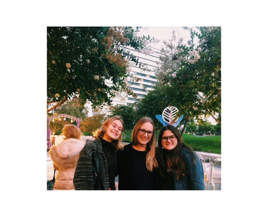 Lila Holley, Cambria Graff, and Sierra Young pose together at another award show for the arts, Cappies at South Coast Repertory.