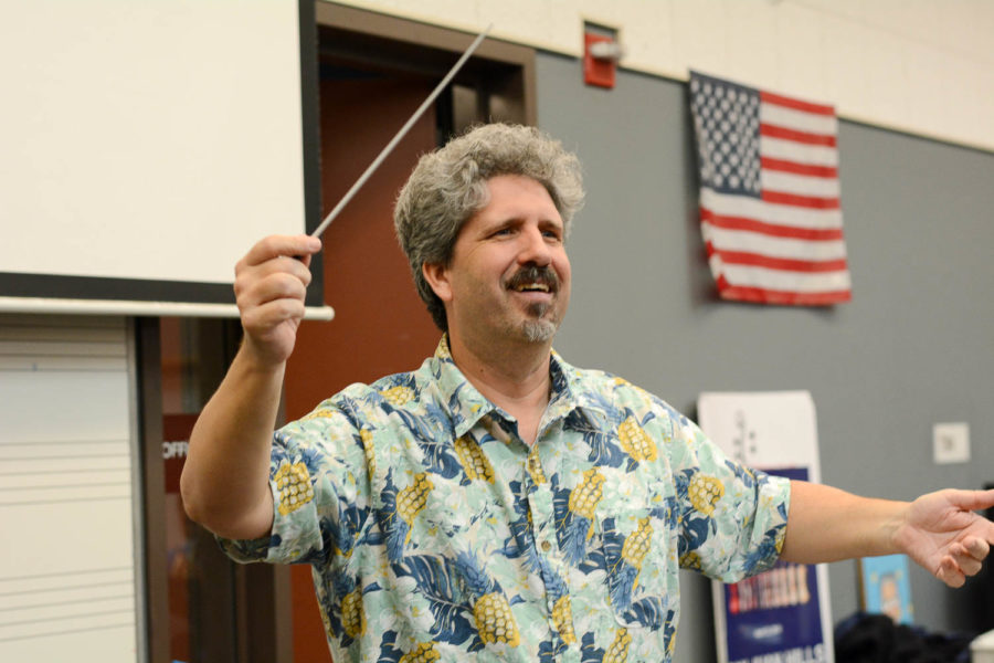 Mr. McElroy conducts his symphonic orchestra; the orchestra that received perfect at Segerstrom
