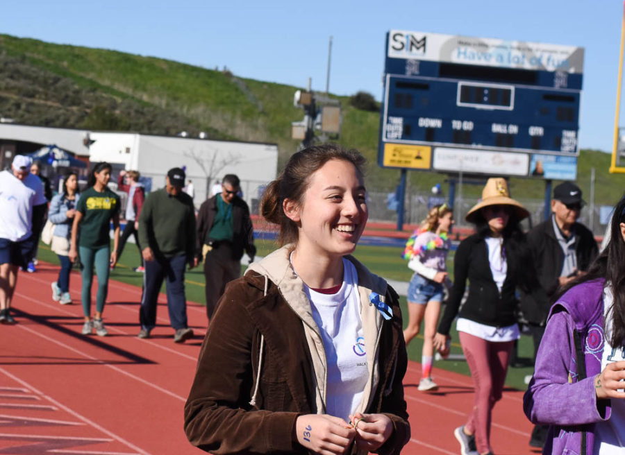 Jessica Tonai (11) walks around the track during the “Walk For Wellness” in February. Project SOS raised over $4,500 for Mission Hospital’s mental health ward and had over 180 participants.