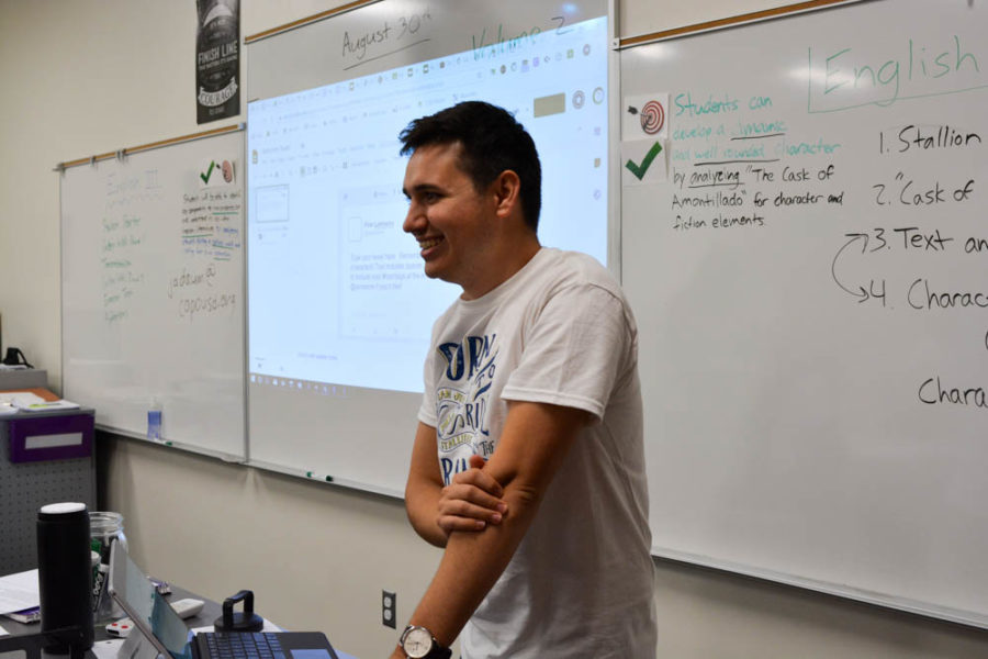 Jayson Daum, a new teacher to SJHHS, teaches English I and III. His new curriculum, “Authentic Assessment,” will be implemented later in the year.