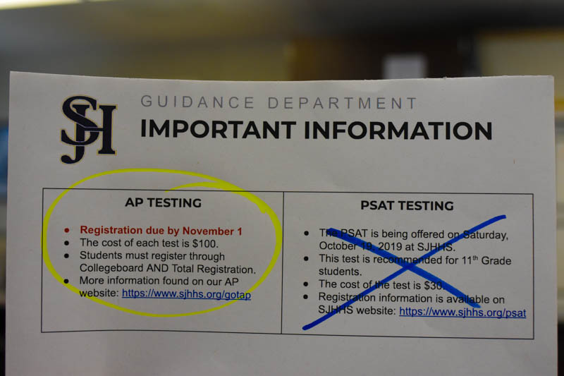 AP test registration has been changed for 2020 testing, the sign up date being pushed sooner than in the past years. Teachers push out the new information to students in the printing of these small half sheets. These papers will give all the necessary information about this years registration information.  