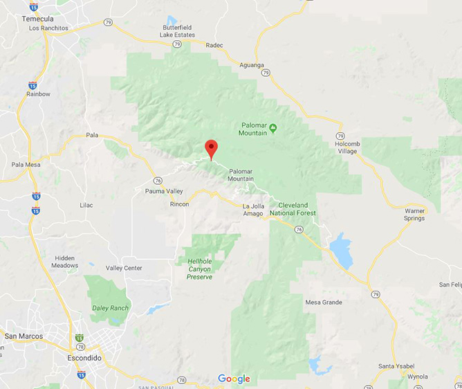 Boucher Hill (pinned) and Highpoint lookouts are both on Palomar Mountain in San Diego County.