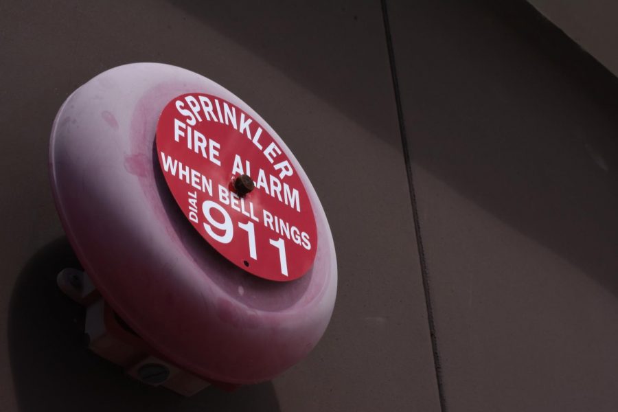 In accordance with state and federal law, the district has installed fire alarms all across the school campus. This fire alarm, the one located at the track, is notorious for going off during practices, games, and track meets.