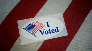 The I Voted sticker is symbolic of the US election and with election day tomorrow we should expect to see many people showing off their sticker.