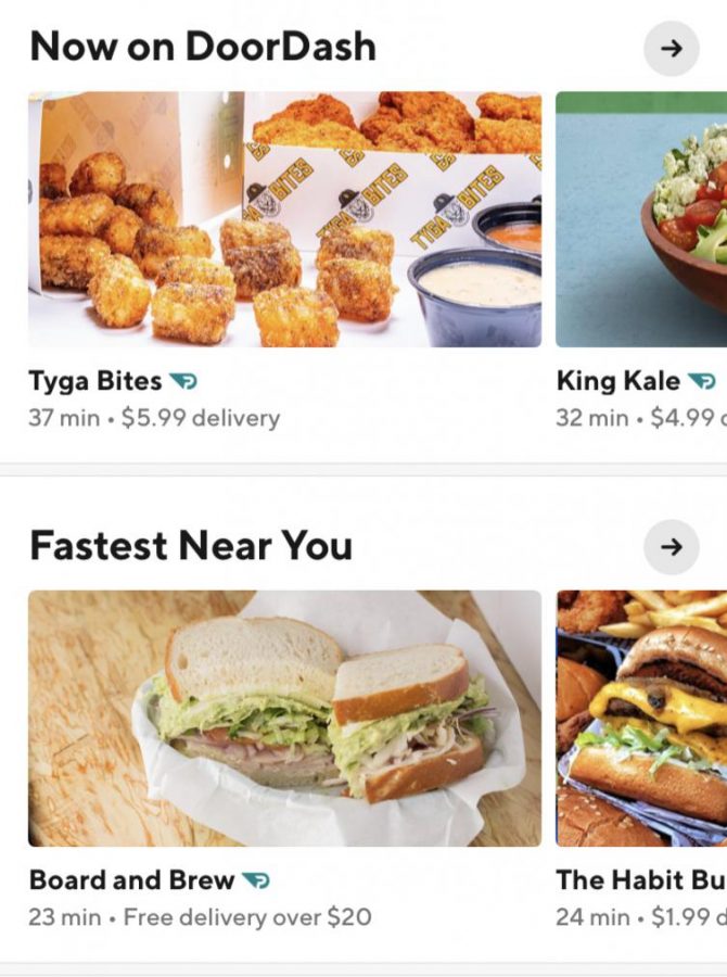 Doordash’s home page, where you can order the food of your dreams.