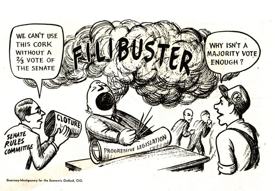 The senate filibuster, as depicted in the comic, has consistently been used by politicians as a way to counter progressive legislation even if their own party doesn't hold the majority.