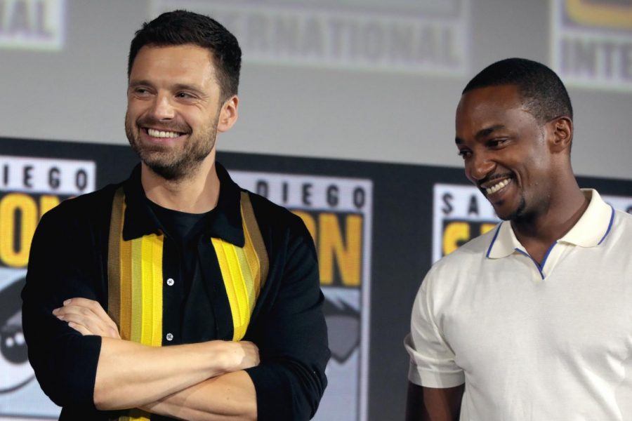 Actors Sebastian Stan and Anthony Mackie, who portray the Winter Soldier and Falcon, speak at San Diego Comic-Con.