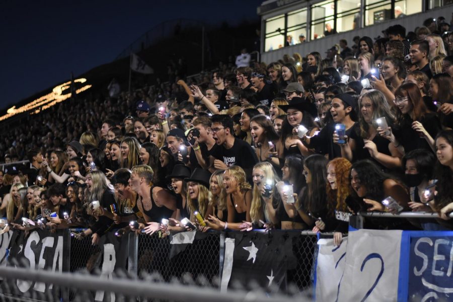 The energetic student section cheers on the football team during the neck-in-neck game on Friday. Though the match against Cypress High School ended in a close loss of 27-29, Stallions in the crowd scored third place in the Battle of the Student Sections of OC.