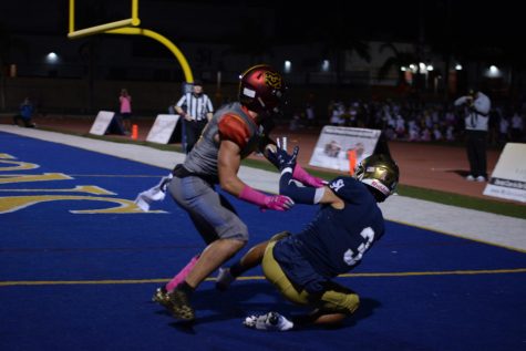Wide receiver Braden Pegan dives into the end zone, in attempt to catch the ball. While the final score ended in a loss against Mission Viejo, future stallions parents and students still brought strong energy.