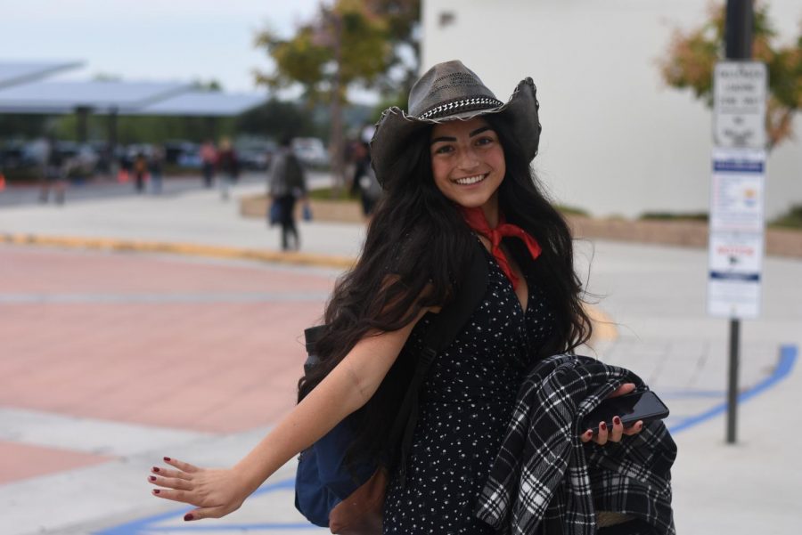 Aileen Akhavan (10) shows off her Western wear for Wednesday’s dress-up day.