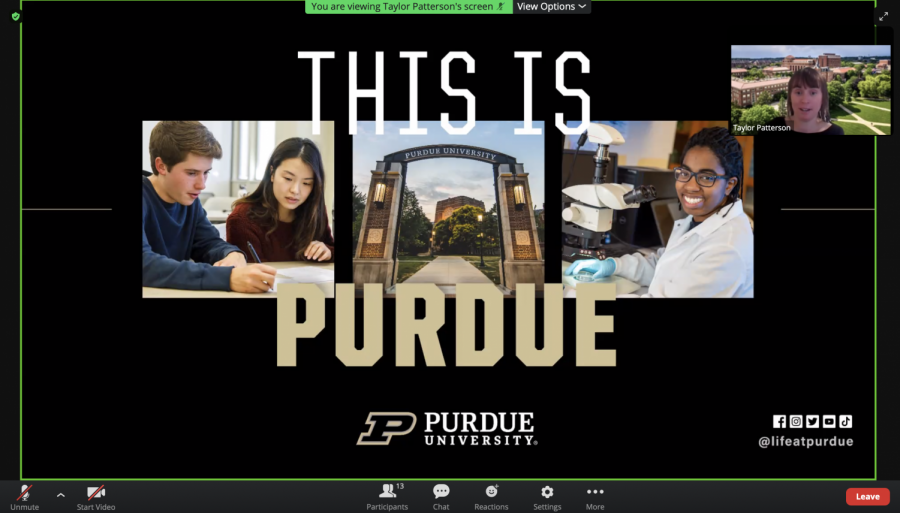 Taylor+Patterson%2C+a+representative+and+alumna+from+Purdue+University%2C+talks+to+students+about+the+different+programs+Purdue+offers%2C+and+the+application+process+and+requirements.+