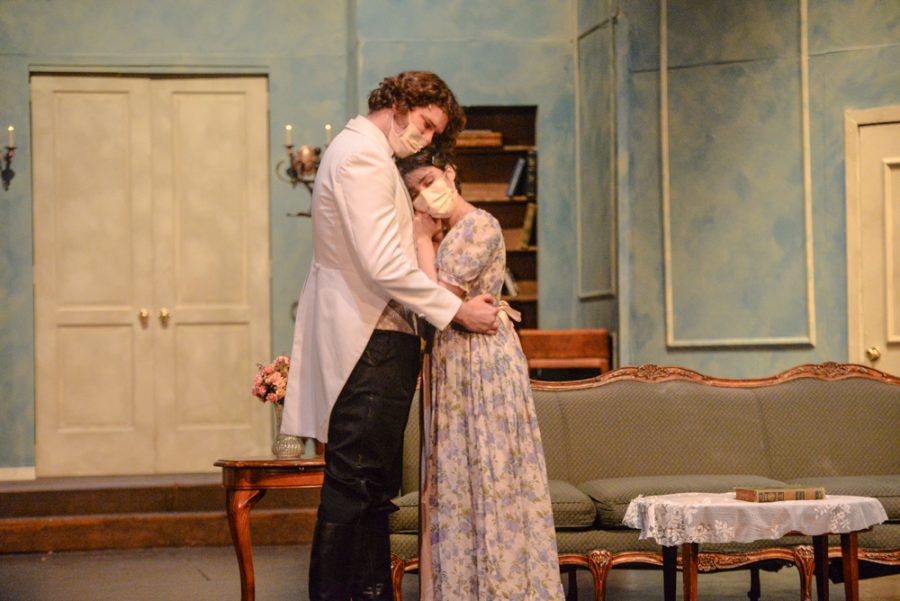 Pride and Prejudice was the first live production since the pandemic nearly 18 months ago, and the play blew expectations out of the water. Running from October 27-30, the show centered around the Bennett family daughters, mainly Elizabeth Bennett, and their struggle to find love and stability as poor gentry. Pictured here, Darcy and Elizabeth embrace after she accepts his proposal, concluding the play.