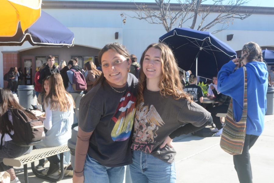 Another spirit day theme was band tee day, which was for many students, the easiest to participate in. Grace Chapman (11) and Avery Crocker (11) show of their band apparel for Thursday’s theme.