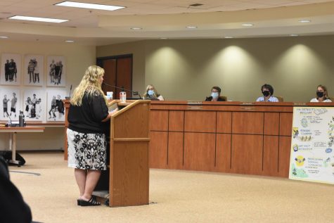 CUSD Trustee Pamela Braunstein stepped down from her position last week, citing harassment from the public, and differences between other trustees. Pictured, a member of the community speaks at a board meeting. 