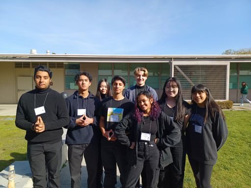 All nine of the decathletes stand proud at Westminster High School for the final competition, just moments before the “Super Quiz”. The competition started at 7:30 a.m and ended around 4:30 p.m. 