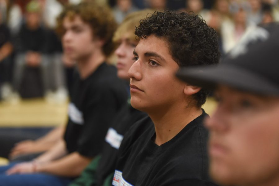 Zachary Hernandaz (12), after having spent a day and night away from family, friends and society to symbolize having been dead, takes part in the reunification ceremony. The speaker Bobby Petrocelli at the assembly tells his experience with a drunk driver who crashed through his house, killing his wife.
