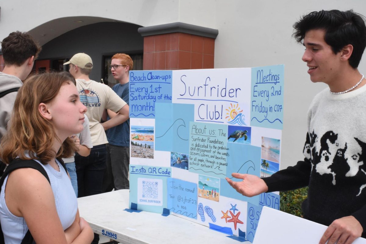 The+Surfrider+Club+at+San+Juan+Hills+is+reaching+out+to+new+students+during+Club+Rush.+Clubs+concerning+beach+clean-ups%2C+breakfast%2C+and+sports+cars+are+campaigning+for+members%2C+hoping+to+find+like-minded+people+across+campus.