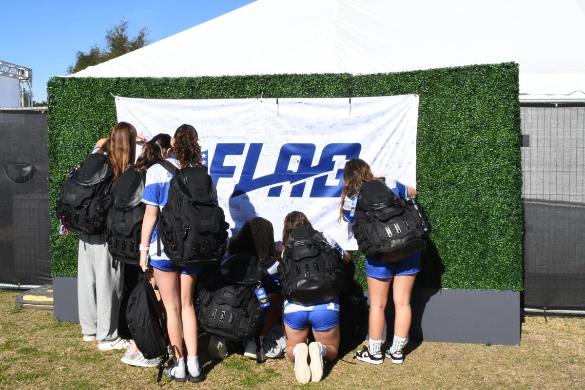 All athletes in attendance, have the opportunity to sign the NFL Flag poster, to make their mark on growing the game. The South OC Wave team, whose team is made up of Capo and Saddleback district girls, checked in for the tournament. 