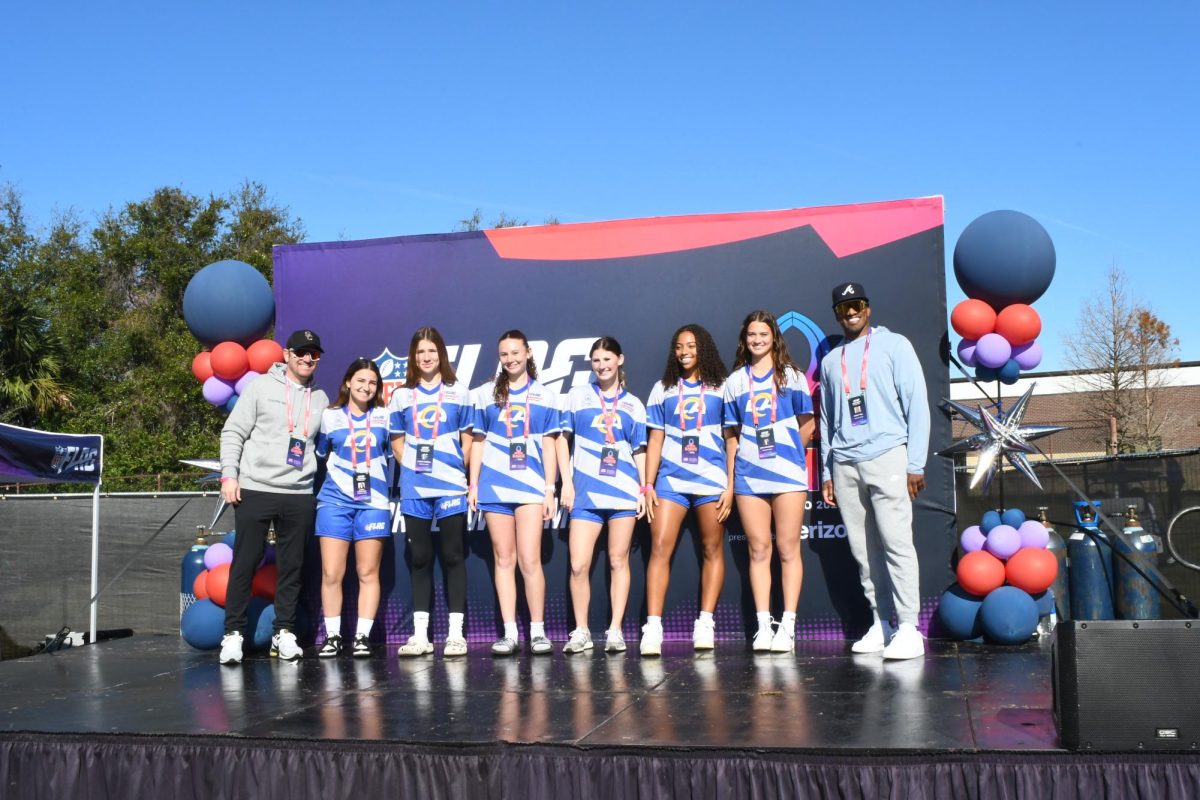 South OC Wav 17u girls team smiled as they were honored on stage. The team has four players from San Juan Hills, one player from Trabuco Hills, and one player from Mission Viejo High School. 