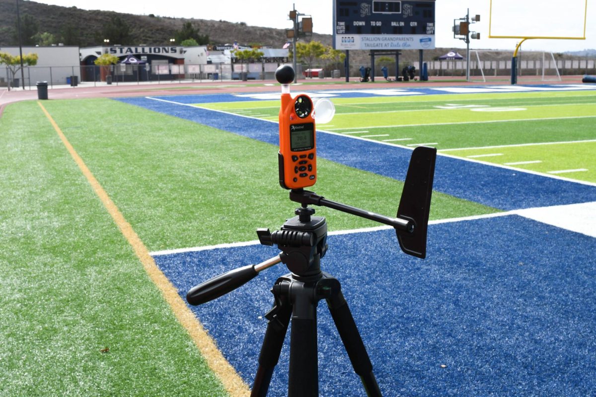 Implemented due to the recent heat wave, a thermometer is located on the Badlands field to measure the air temperature. This is to ensure student athletes are not at risk while practicing their sport. If the thermometer drops down to the black zone (temperatures above 92.1), practice cancellations are mandatory. 
