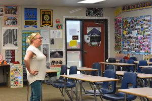 Social Science teacher Jaime Gonzalez imagines what it might be like to show up to work and find nobody in her classroom to teach if other grade levels began participating in "senior ditch day." Photo illustration.