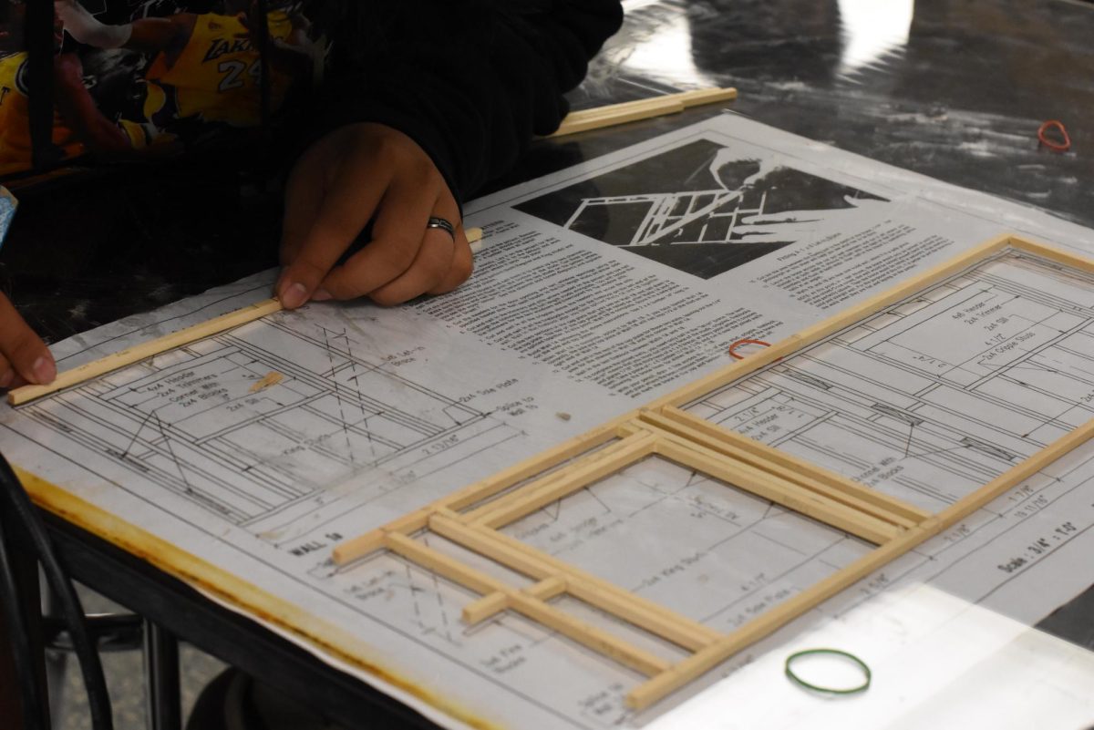 During second period, Wood Workshop focuses on precision in measurements. In engineering, one inch marked off wrong can ruin a whole project so they use templates to check their measurements.