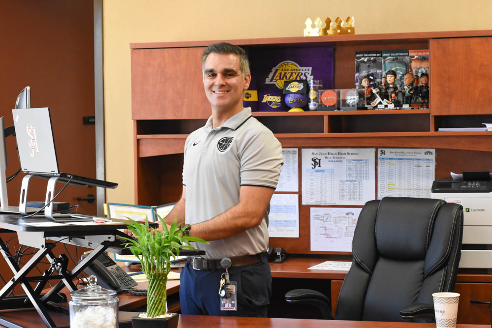 New principal of SJHHS, Cina Abedzadeh is proudly working hard while establishing his new role as principal. After transferring from Mission Viejo High School, Abedzadeh is happy to start working and be a part of the Stallion family.