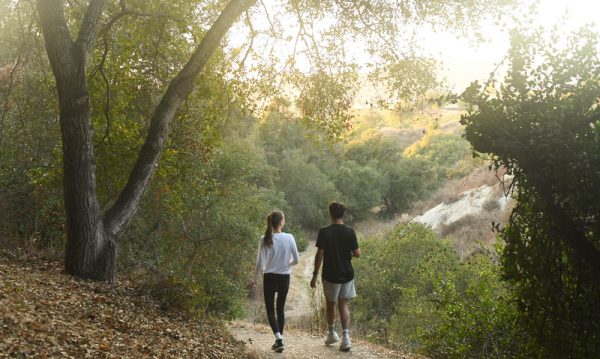 Students Sidarth Gaikwad (11) and Emma Owens (11) take a hike on a local community canyon trail. The students are enjoying the natural beauty that our Southern California communities offer. 