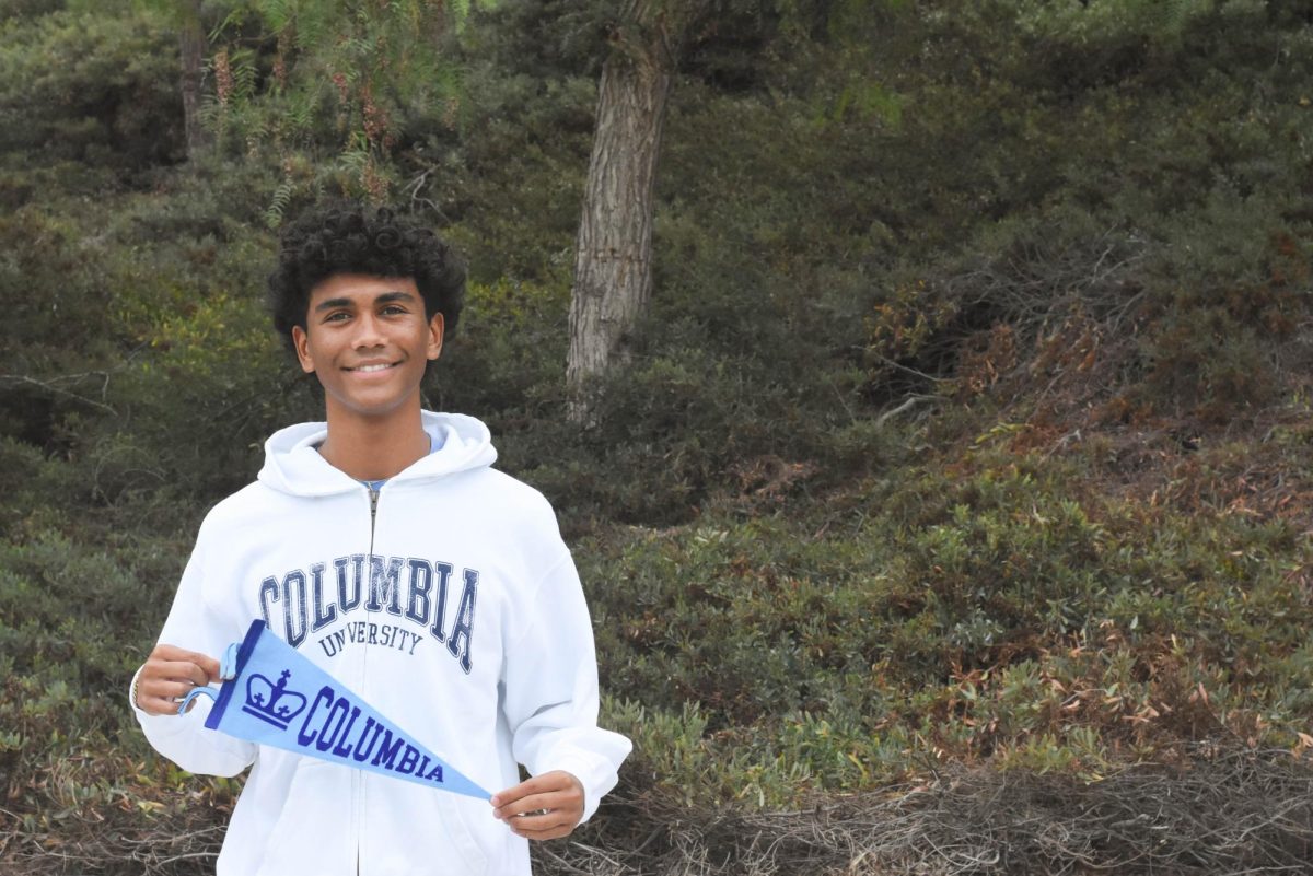 Diving athlete Braeden Valenzuela (12) proudly reps his Columbia University merch as he is excited to pursue his diving and academic career the following fall. Braeden received his offer from Columbia university this past month. 