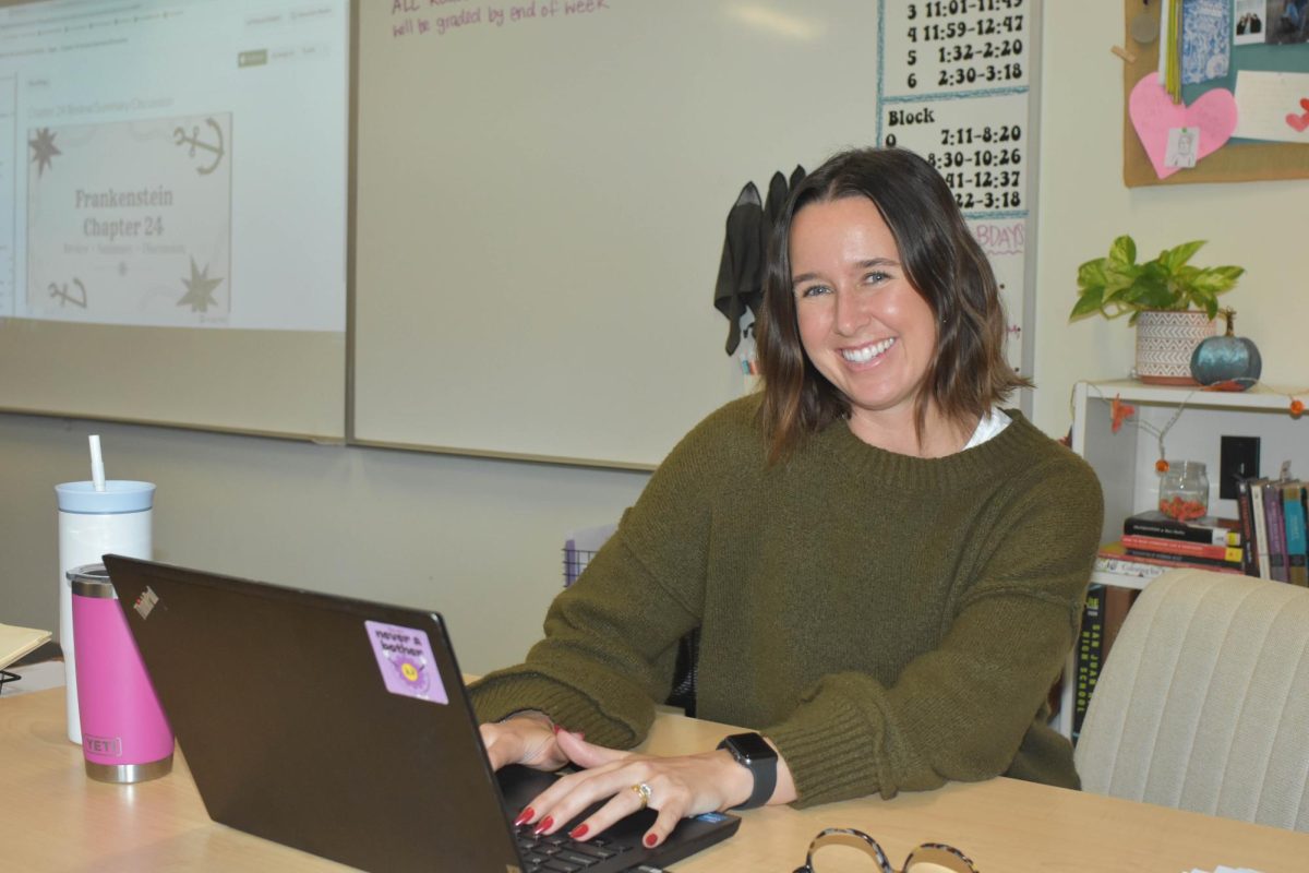 Tatum Moos, English teacher and soccer coach at SJHHS, teaches in room J212. As the Link Crew advisor she hosts events for freshmen in order for them to feel better acquainted with school life and campus culture.