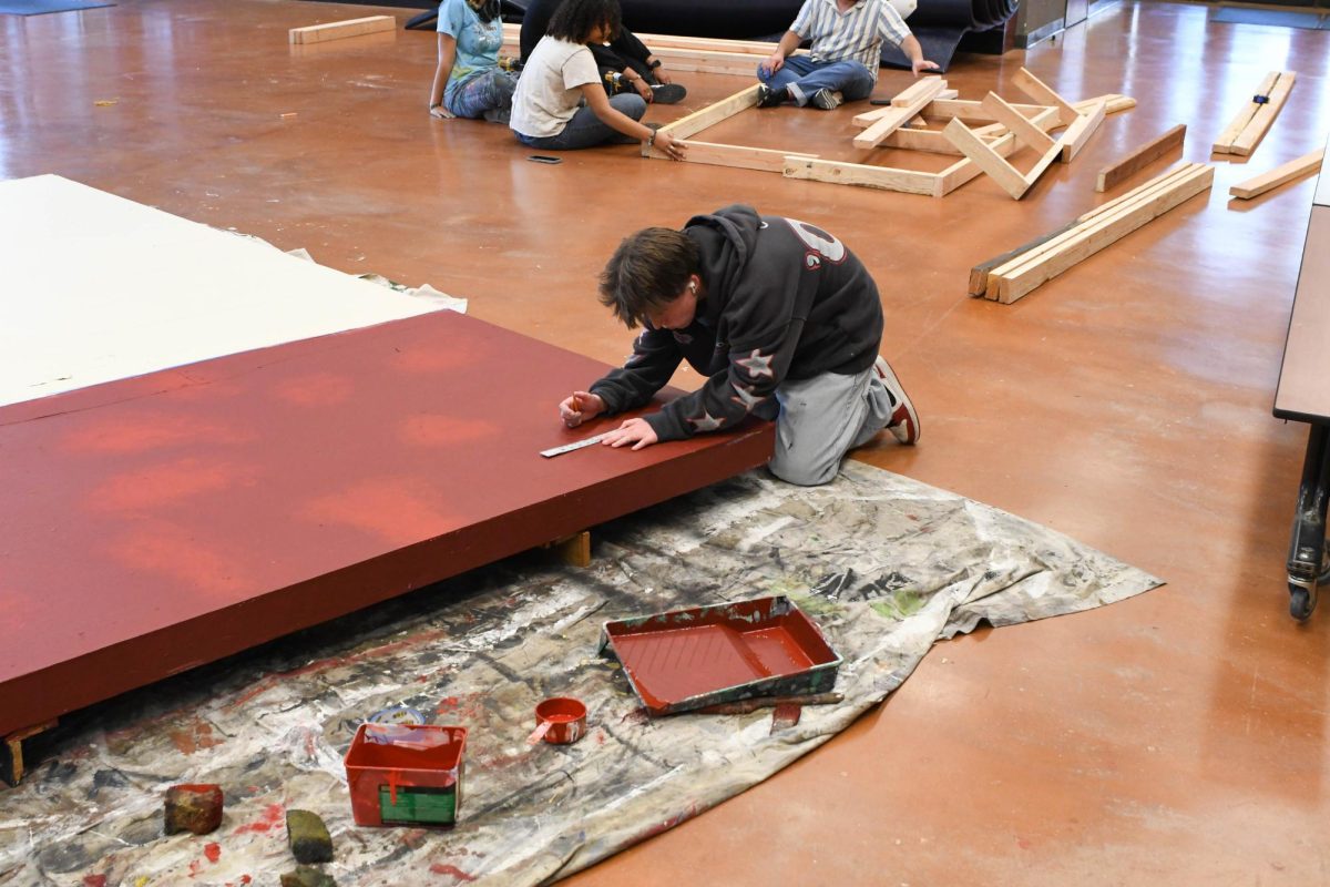 The San Juan Hills Theater Company set team is hard at work putting together scenery for the upcoming production of The Music Man. The musical will include eleven set changes.